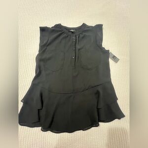 Mossimo Supply Co. Black Sheer Ruffle Hem Blouse Size L NWT